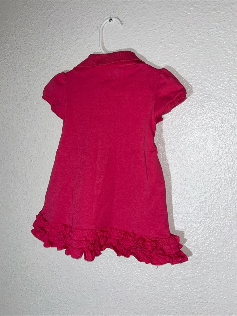 Ralph Lauren Girls Hot Pink Polo Ruffle Hem Dress 24m